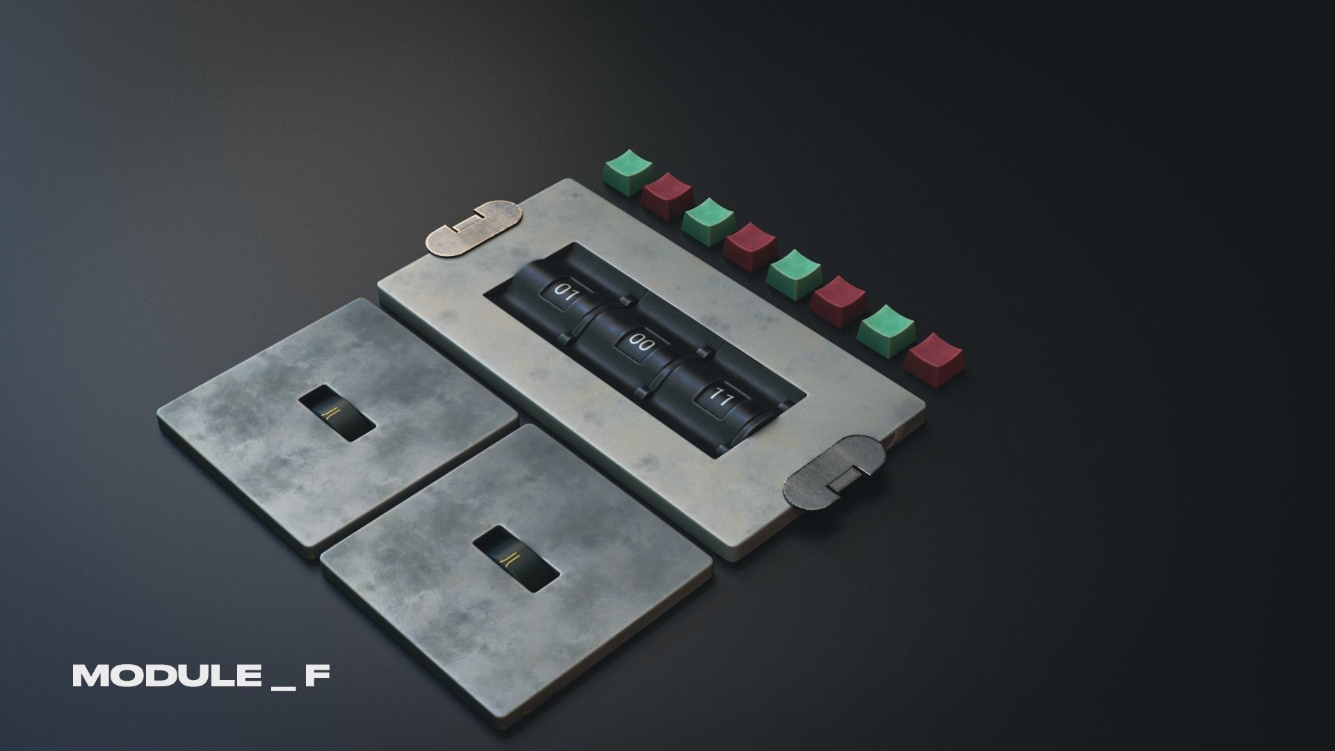 Modular PUI Physical Dashboard Interface Panels Low-poly 3D model_11
