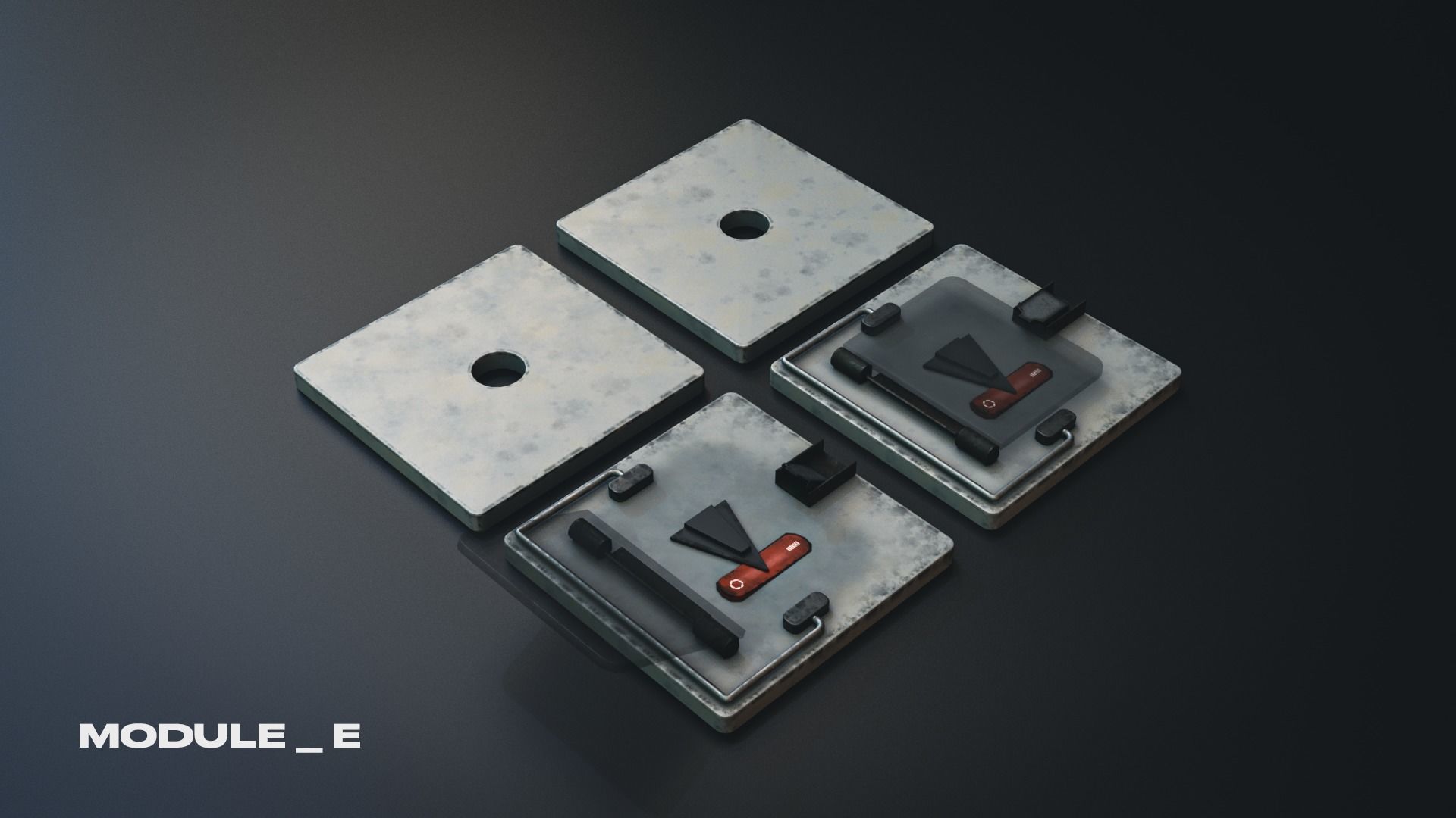 Modular PUI Physical Dashboard Interface Panels Low-poly 3D model_13