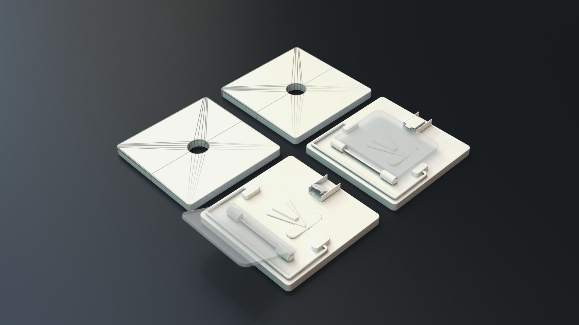 Modular PUI Physical Dashboard Interface Panels Low-poly 3D model_19