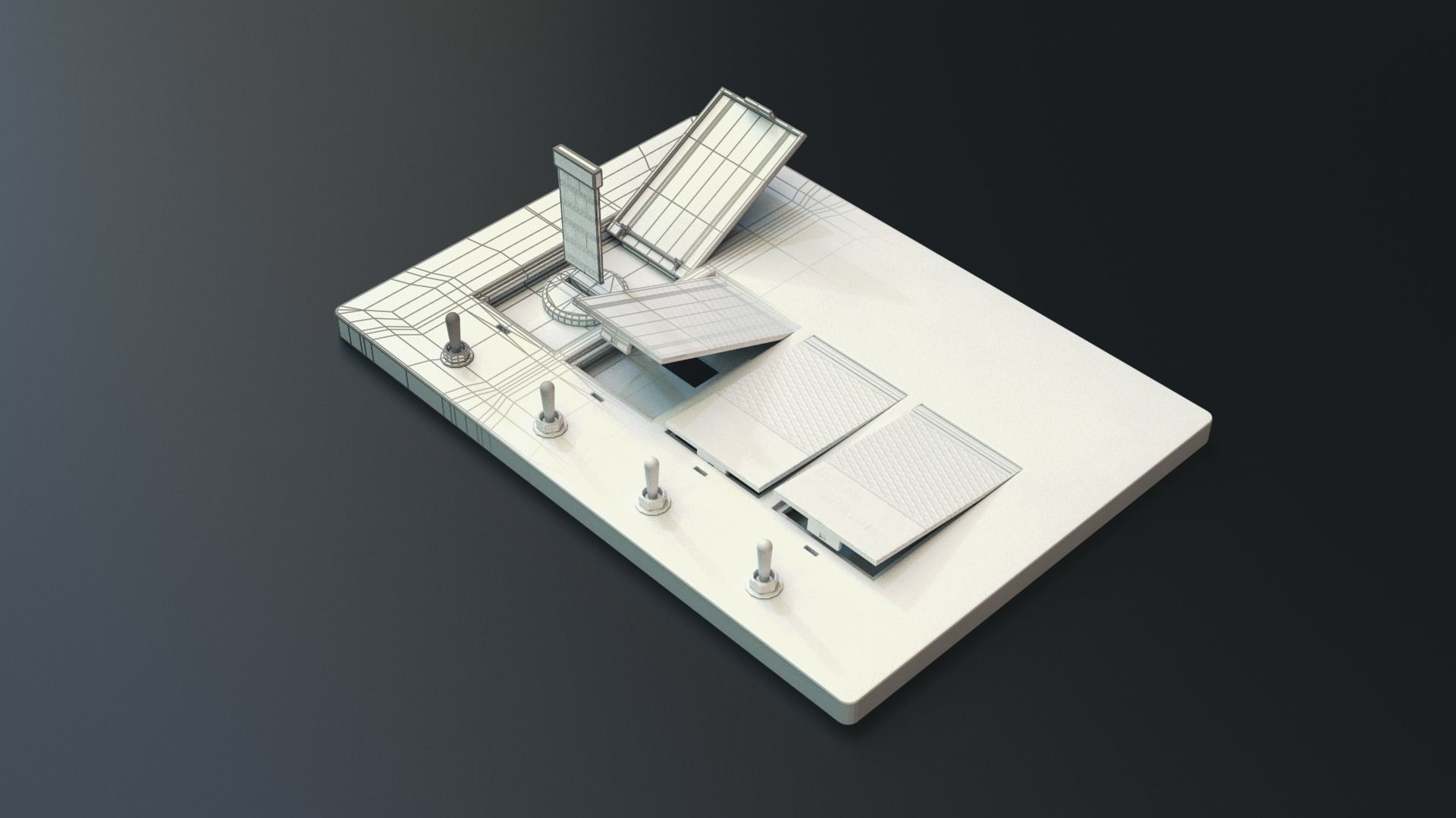 Modular PUI Physical Dashboard Interface Panels Low-poly 3D model_16