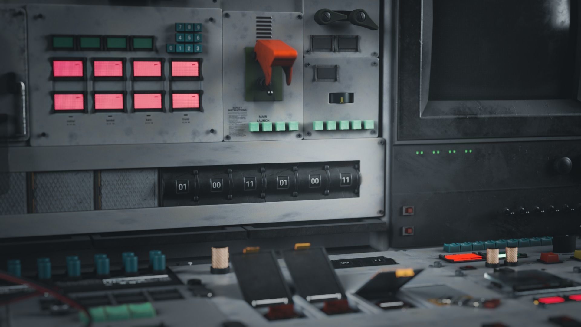 Modular PUI Physical Dashboard Interface Panels Low-poly 3D model_3