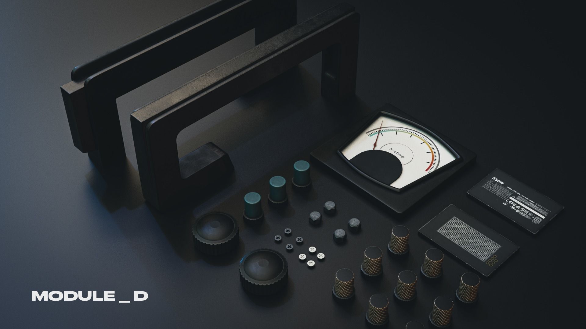 Modular PUI Physical Dashboard Interface Panels Low-poly 3D model_10