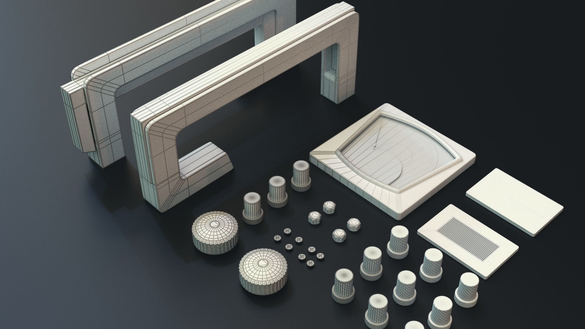Modular PUI Physical Dashboard Interface Panels Low-poly 3D model_18