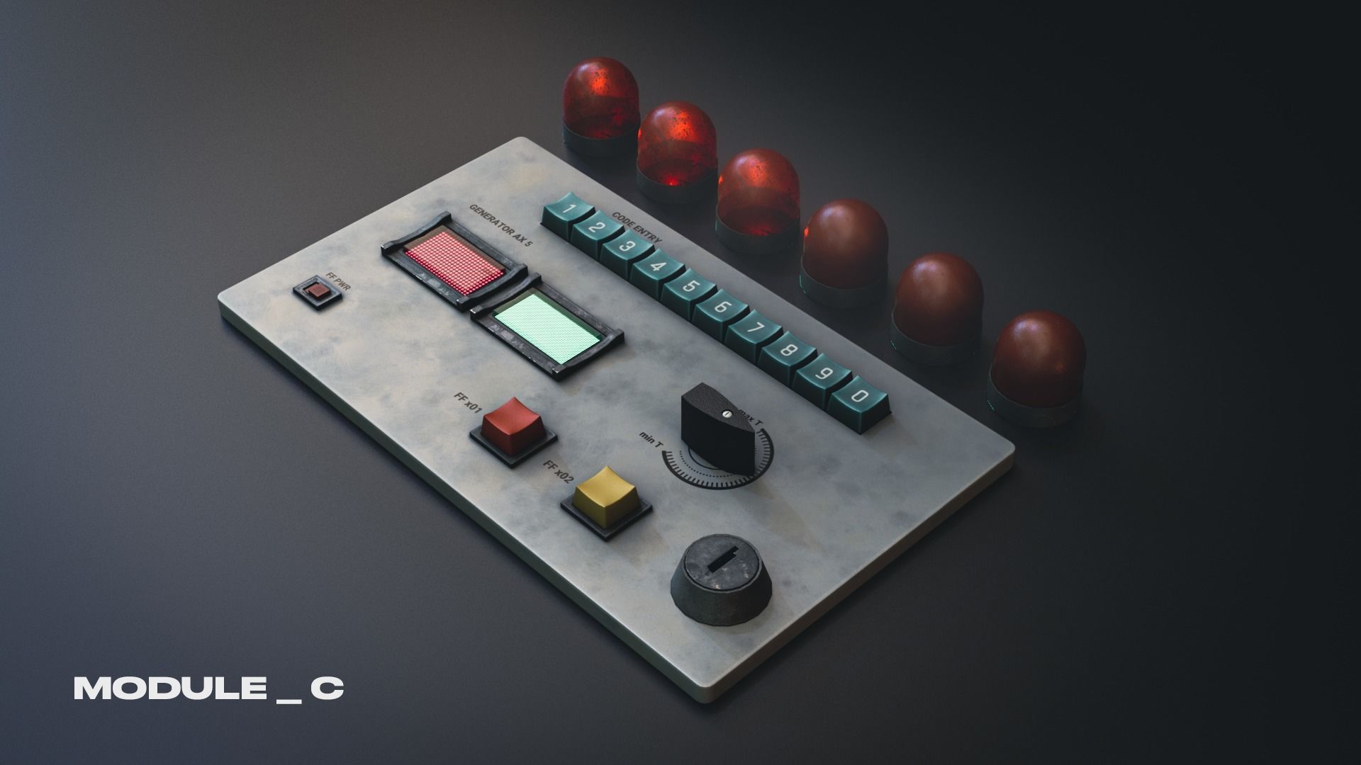 Modular PUI Physical Dashboard Interface Panels Low-poly 3D model_9