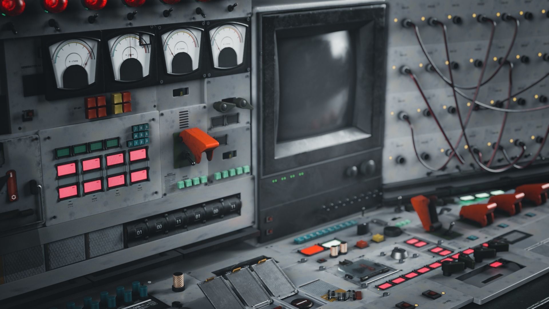 Modular PUI Physical Dashboard Interface Panels Low-poly 3D model_1