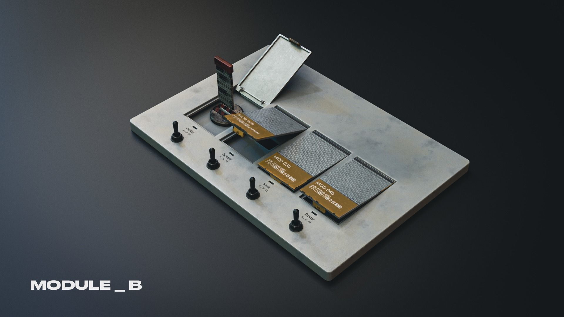Modular PUI Physical Dashboard Interface Panels Low-poly 3D model_8