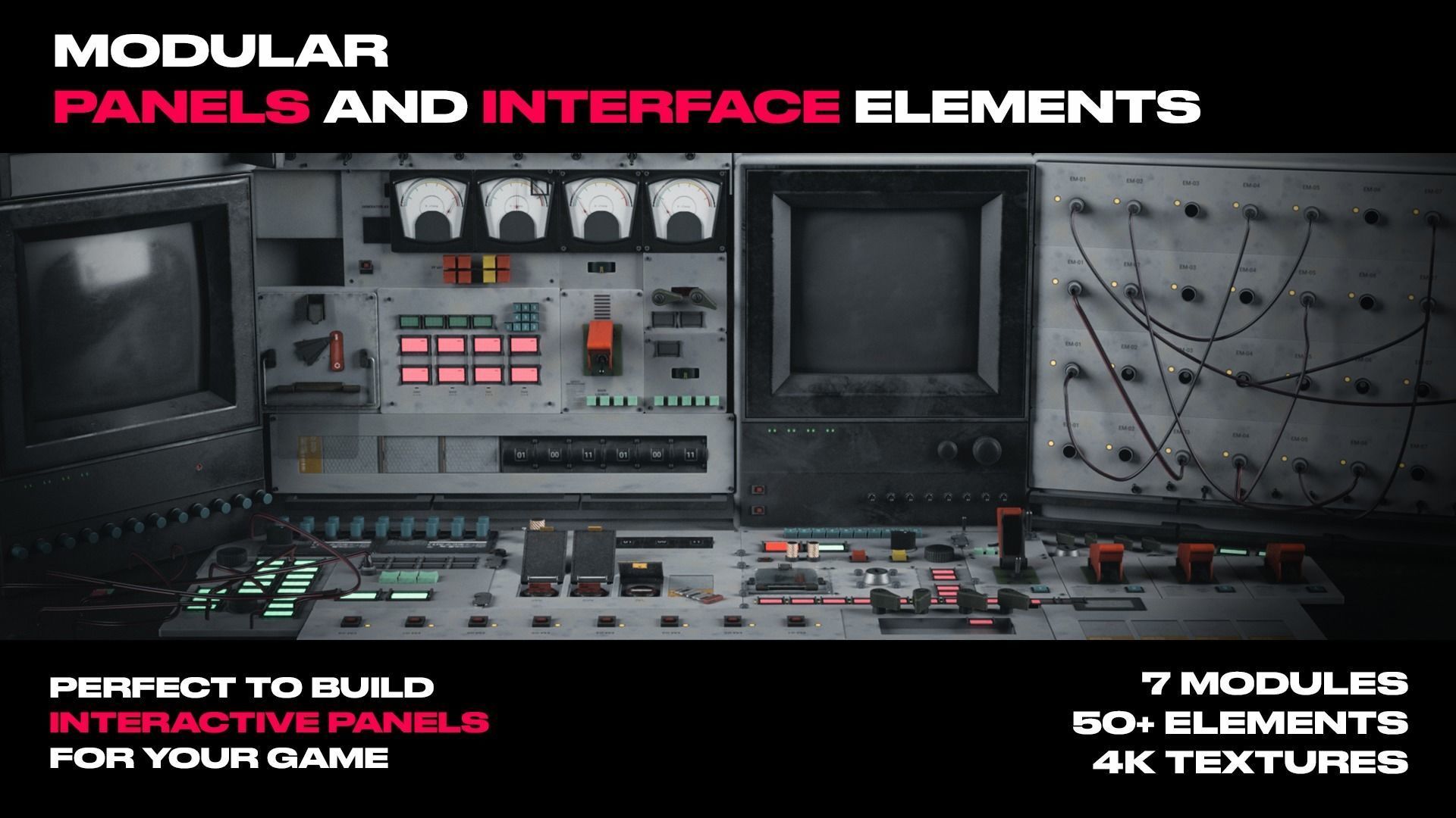 3D model Modular PUI Physical Dashboard Interface Panels VR / AR / low ...