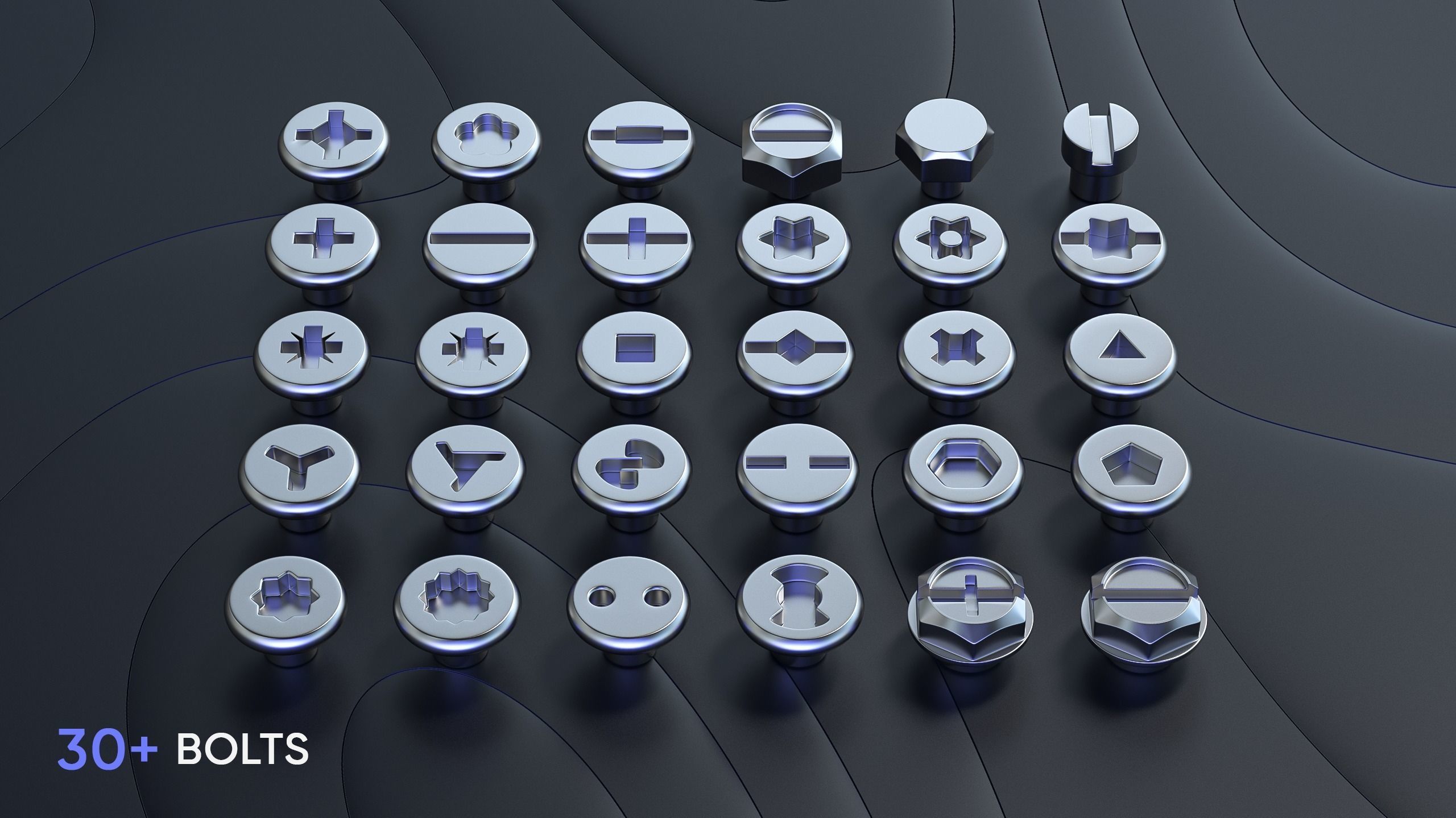 75 BOLT PACK VOLUME  01 Low-poly 3D model_2