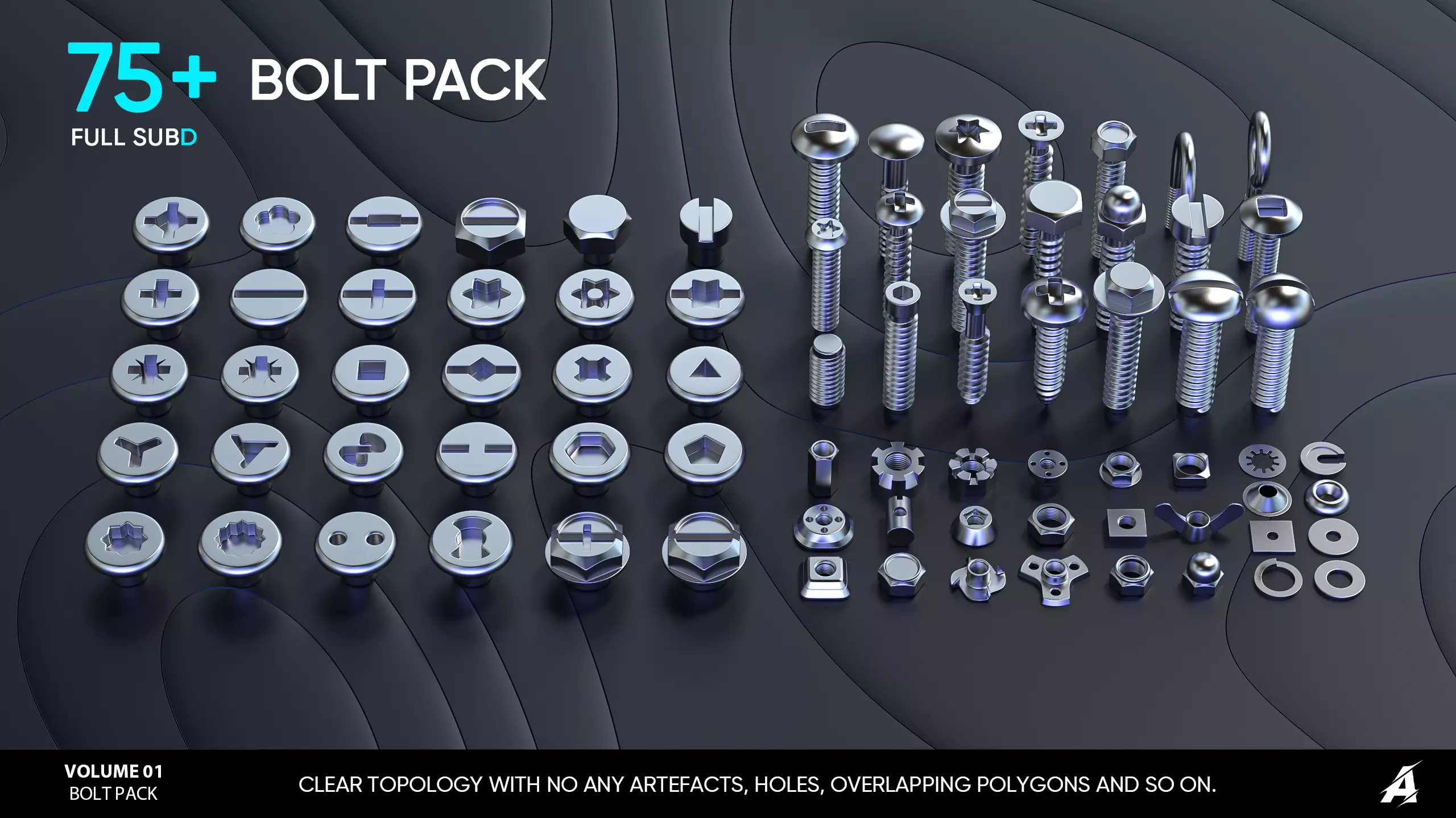 75 BOLT PACK VOLUME  01 Low-poly 3D model_0