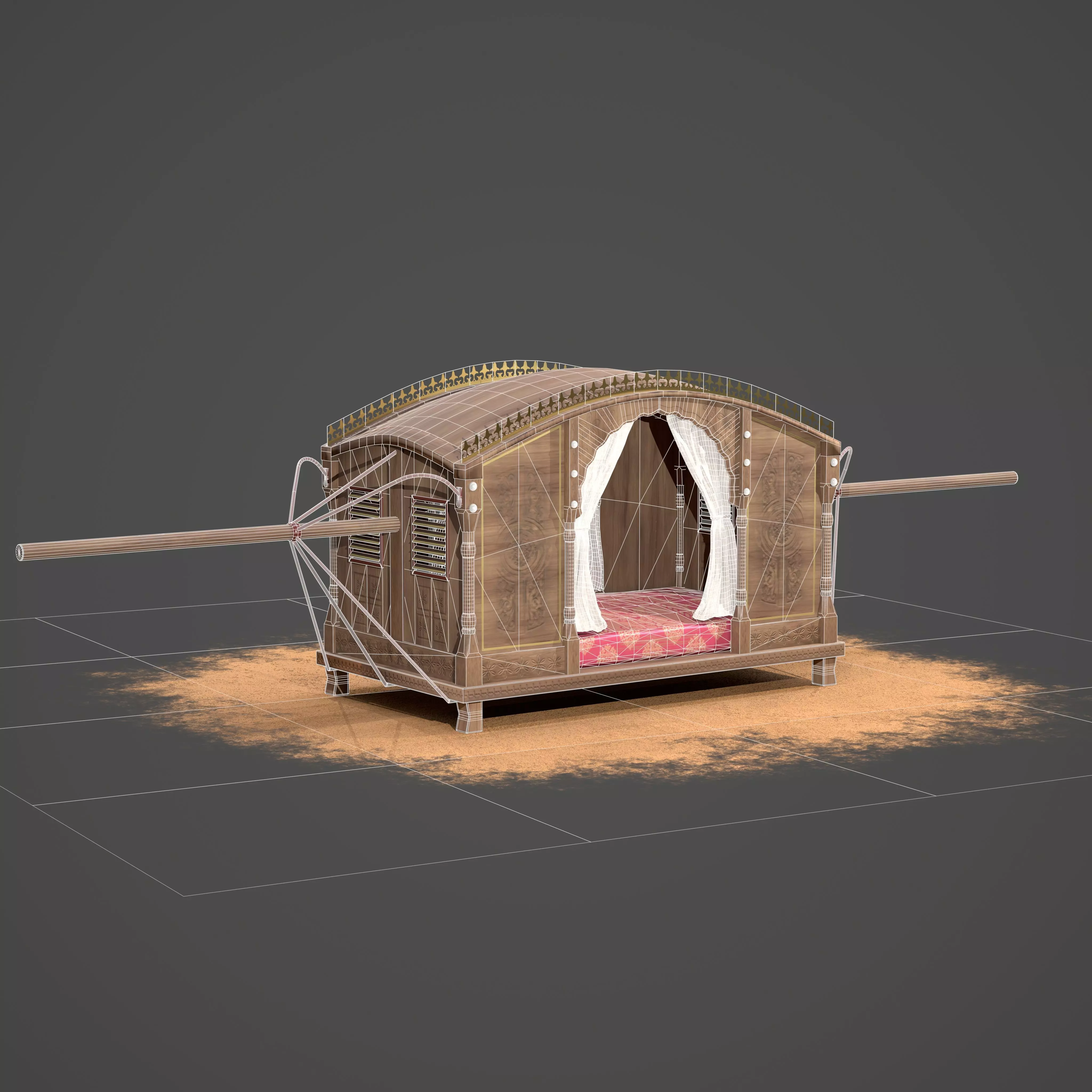   palanquin India Concept Low-poly 3D model_6