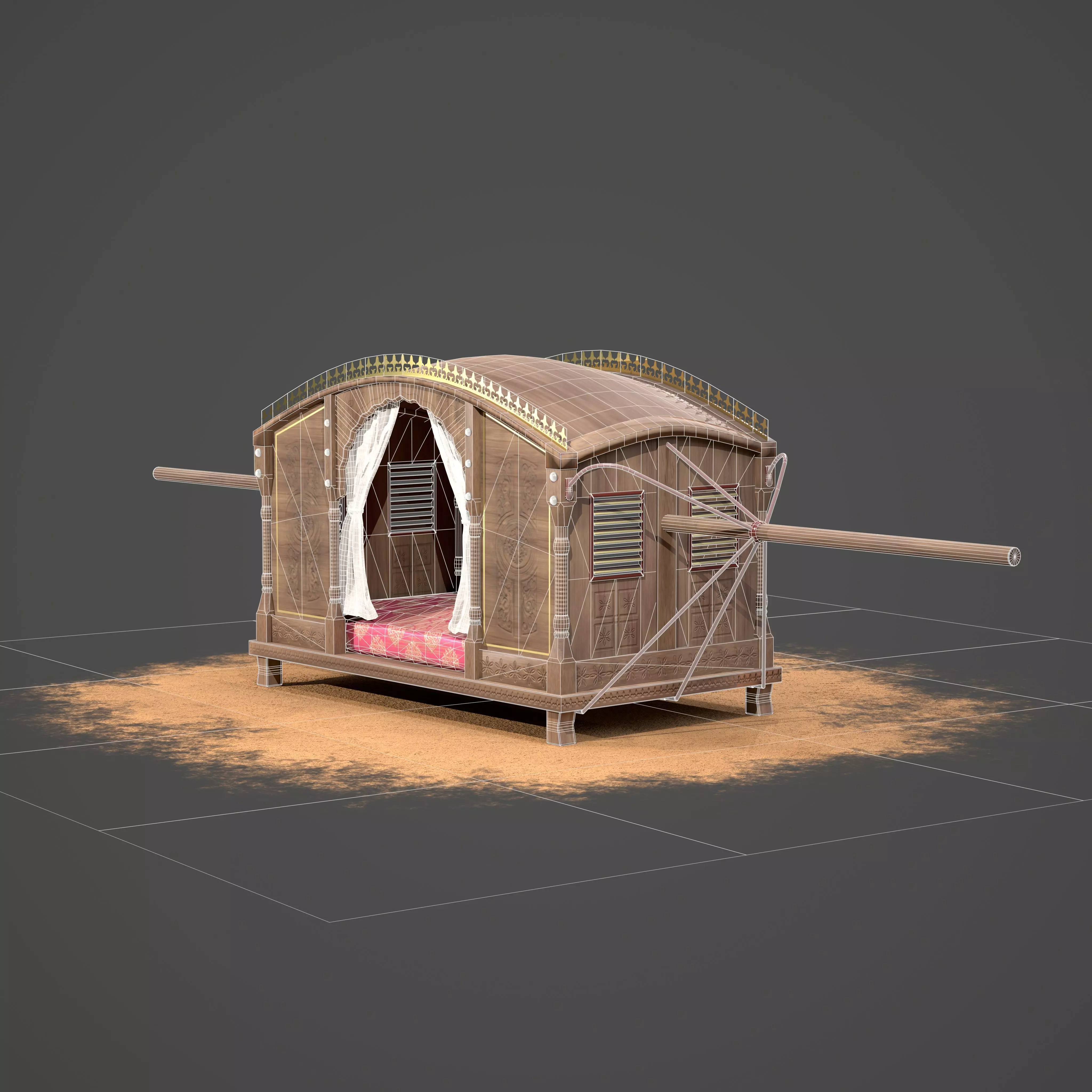   palanquin India Concept Low-poly 3D model_7