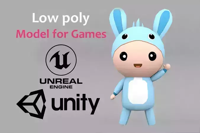 Chibi Rabbit Animated For Games