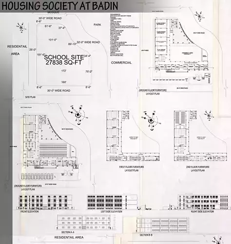 school design AutoCad 2d and skp 3d
