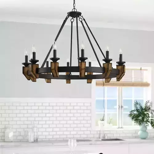 Geraghty Light Candle Style Wagon Wheel Chandelier 
