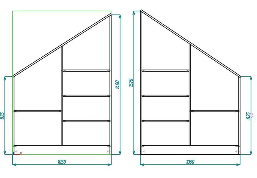 angular pair of bookshelves with shelves on each side 3D model_1