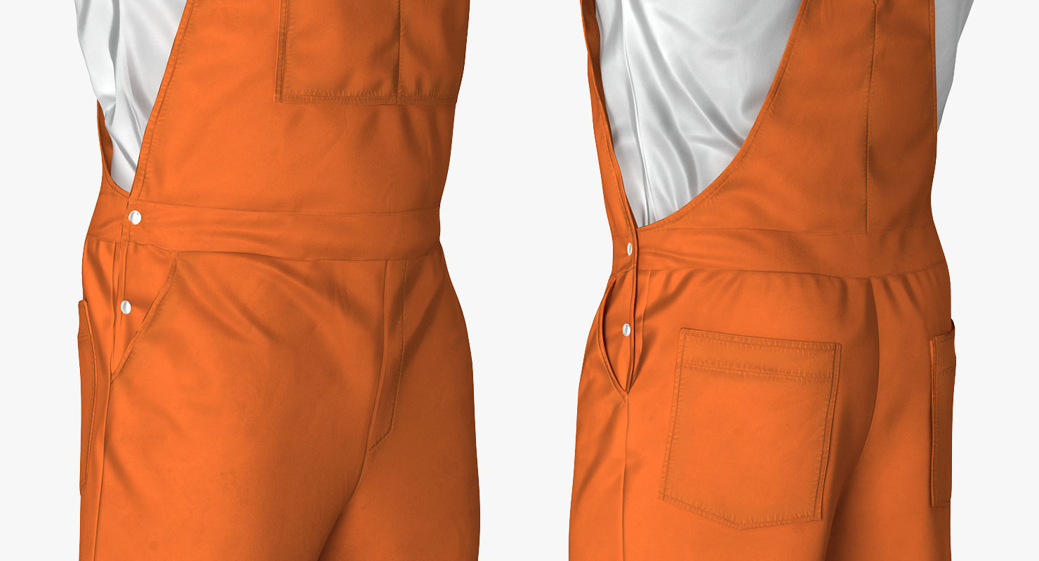 Worker In Orange Overalls Rigged for Maya 3D model_11