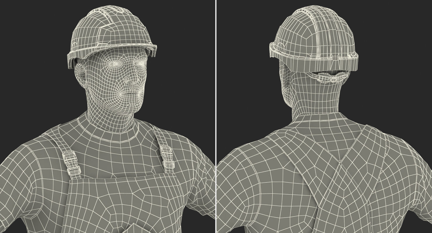 Worker In Orange Overalls Rigged for Maya 3D model_23