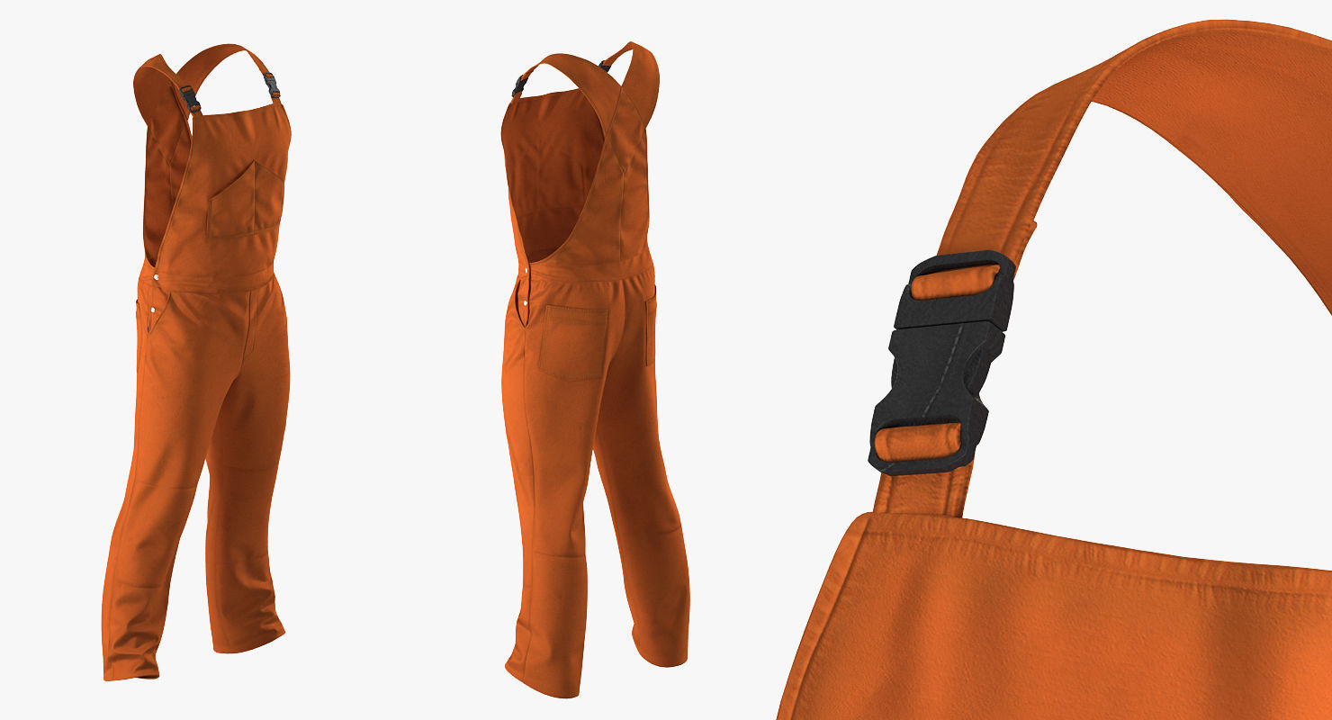 Worker In Orange Overalls Rigged for Maya 3D model_14