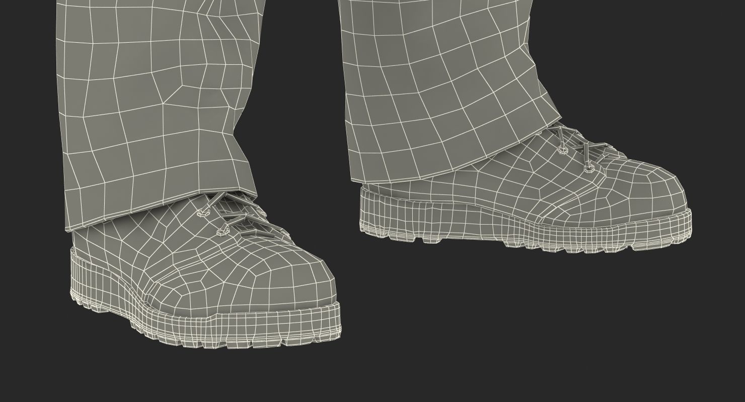 Worker In Orange Overalls Rigged for Maya 3D model_29