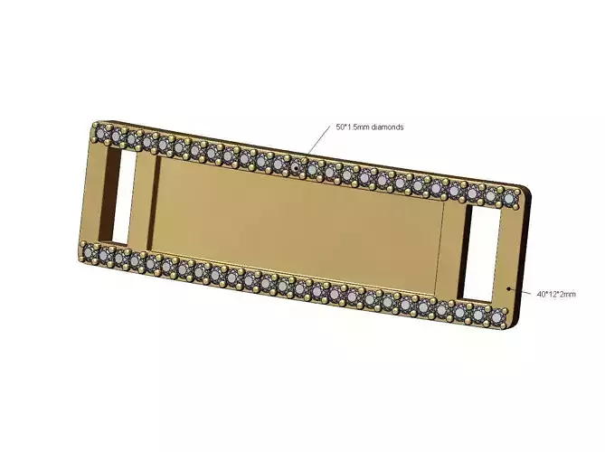 Diamond ID rectangular bracelet plate