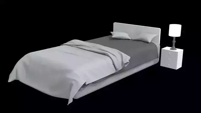 Bed with table lamp