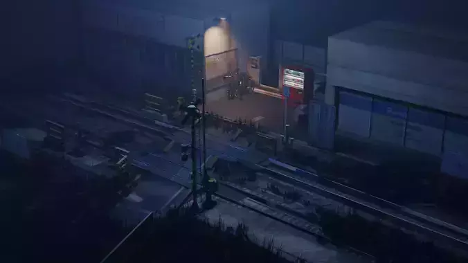 Japanese Train Station Japanese Low-poly 3D model