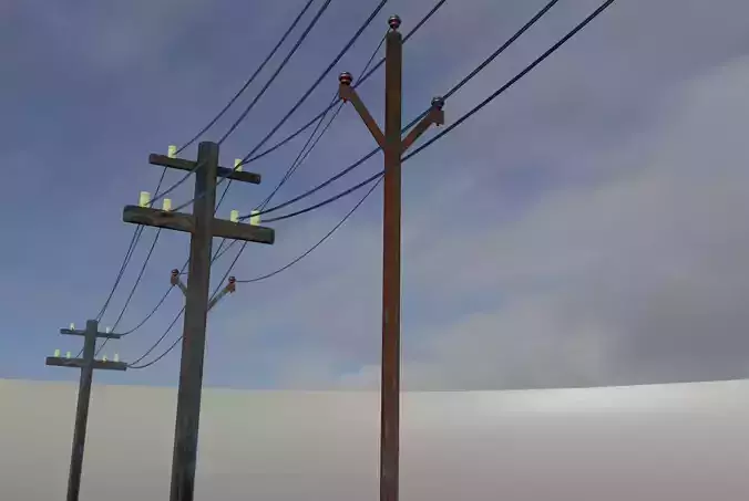 Electric Poles-Pack of 2-Game and Animation Ready with Materials