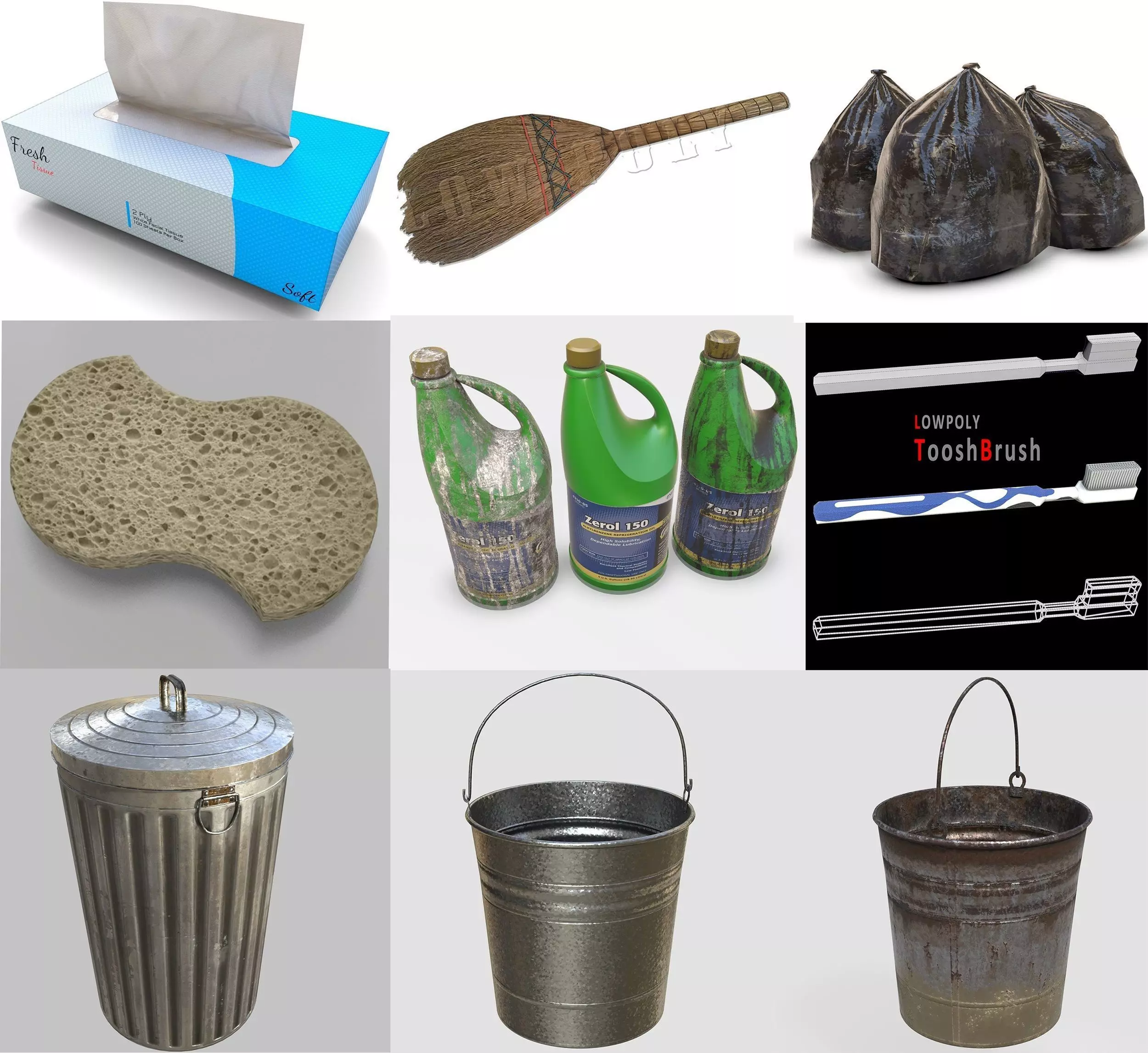 rusty cleaning tools 3D Model Collection_0