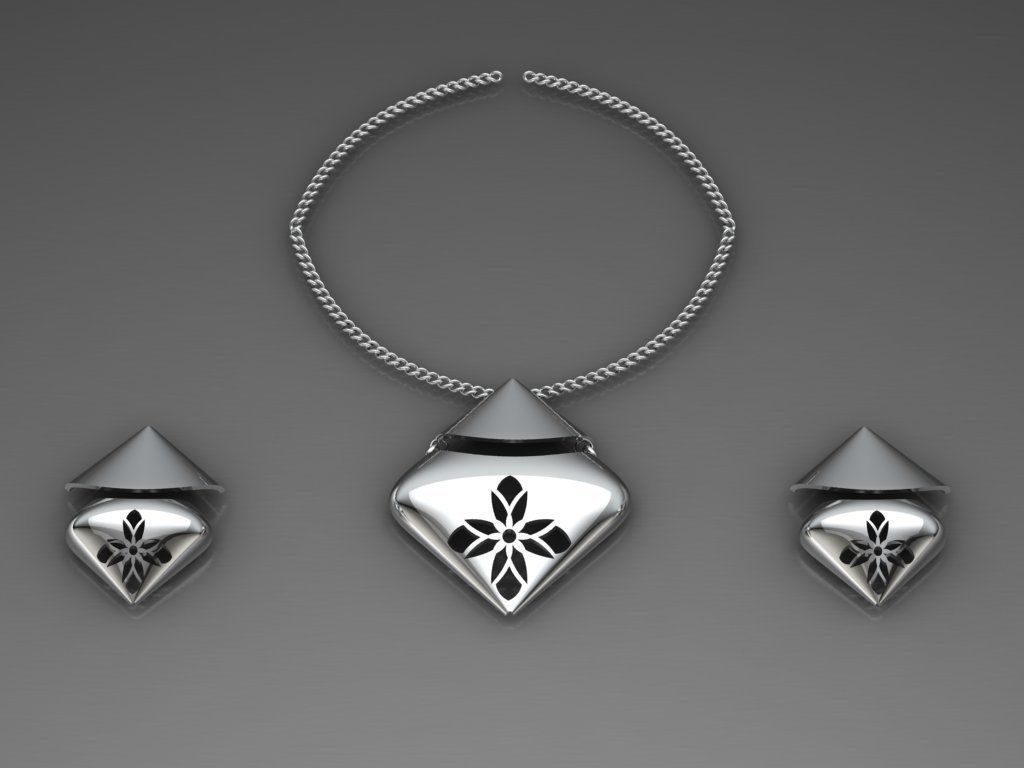 women set earrings and pendant 3D print model_25