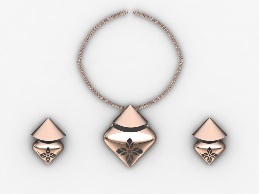 women set earrings and pendant 3D print model_6