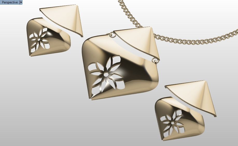 women set earrings and pendant 3D print model_12