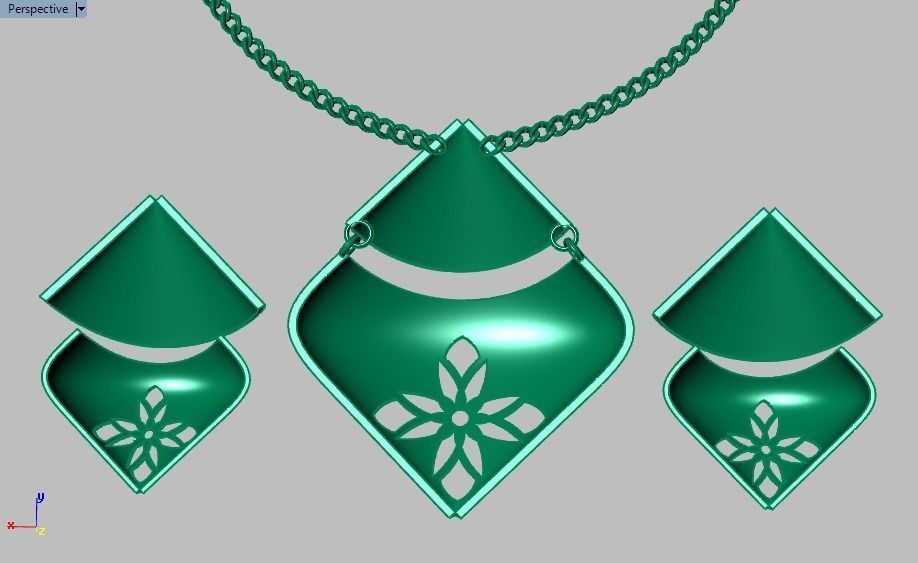 women set earrings and pendant 3D print model_18