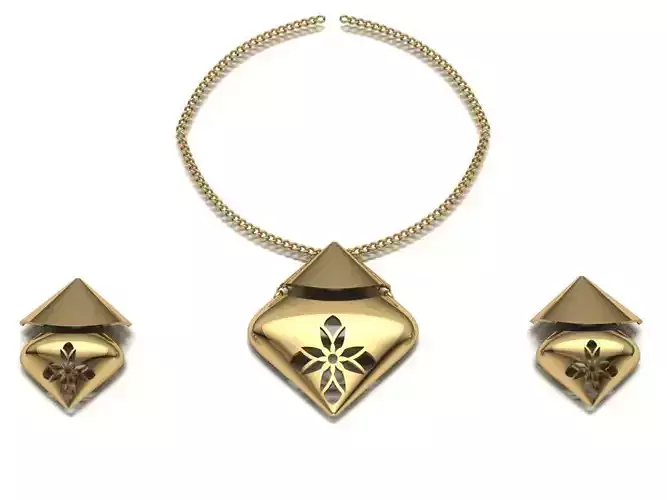 women set earrings and pendant 3D print model