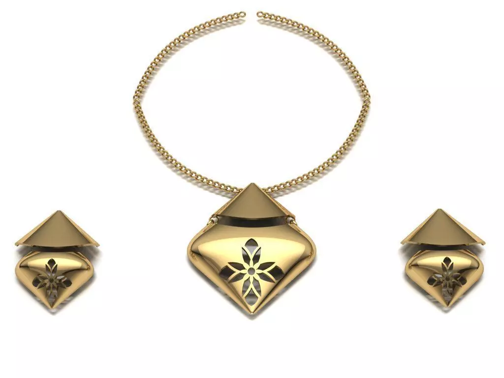 women set earrings and pendant 3D print model_0