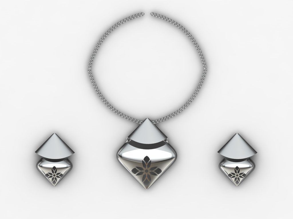 women set earrings and pendant 3D print model_26