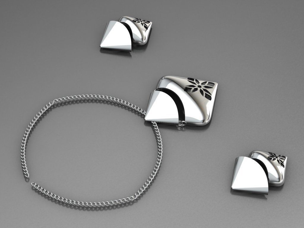 women set earrings and pendant 3D print model_24