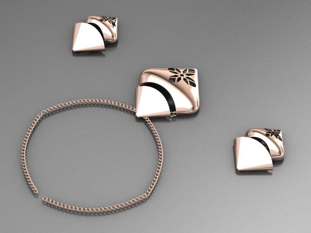 women set earrings and pendant 3D print model_5