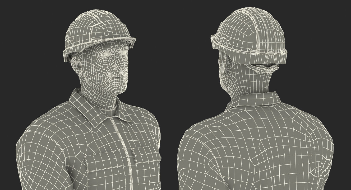 Worker With Hardhat Walking Pose 3D model_19