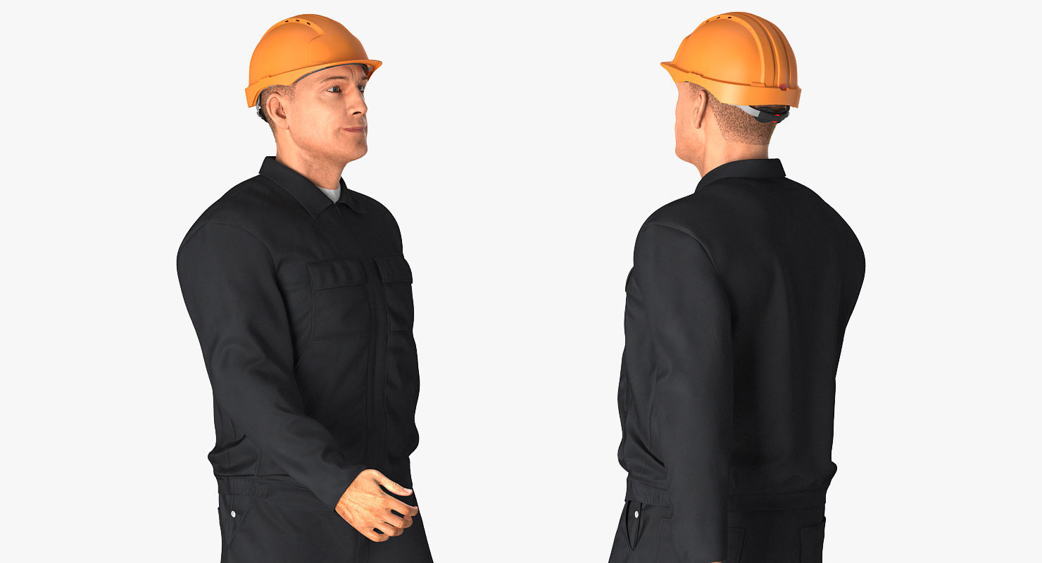 Worker With Hardhat Walking Pose 3D model_5