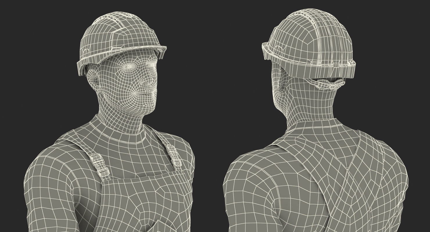 Worker With Hardhat Walking Pose 3D model_20