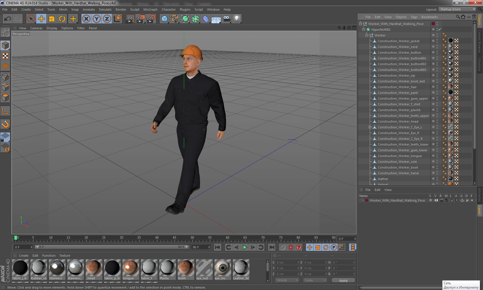 Worker With Hardhat Walking Pose 3D model_25