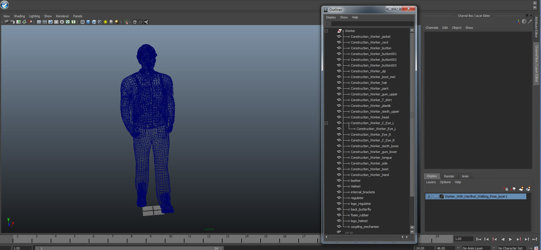 Worker With Hardhat Walking Pose 3D model_26