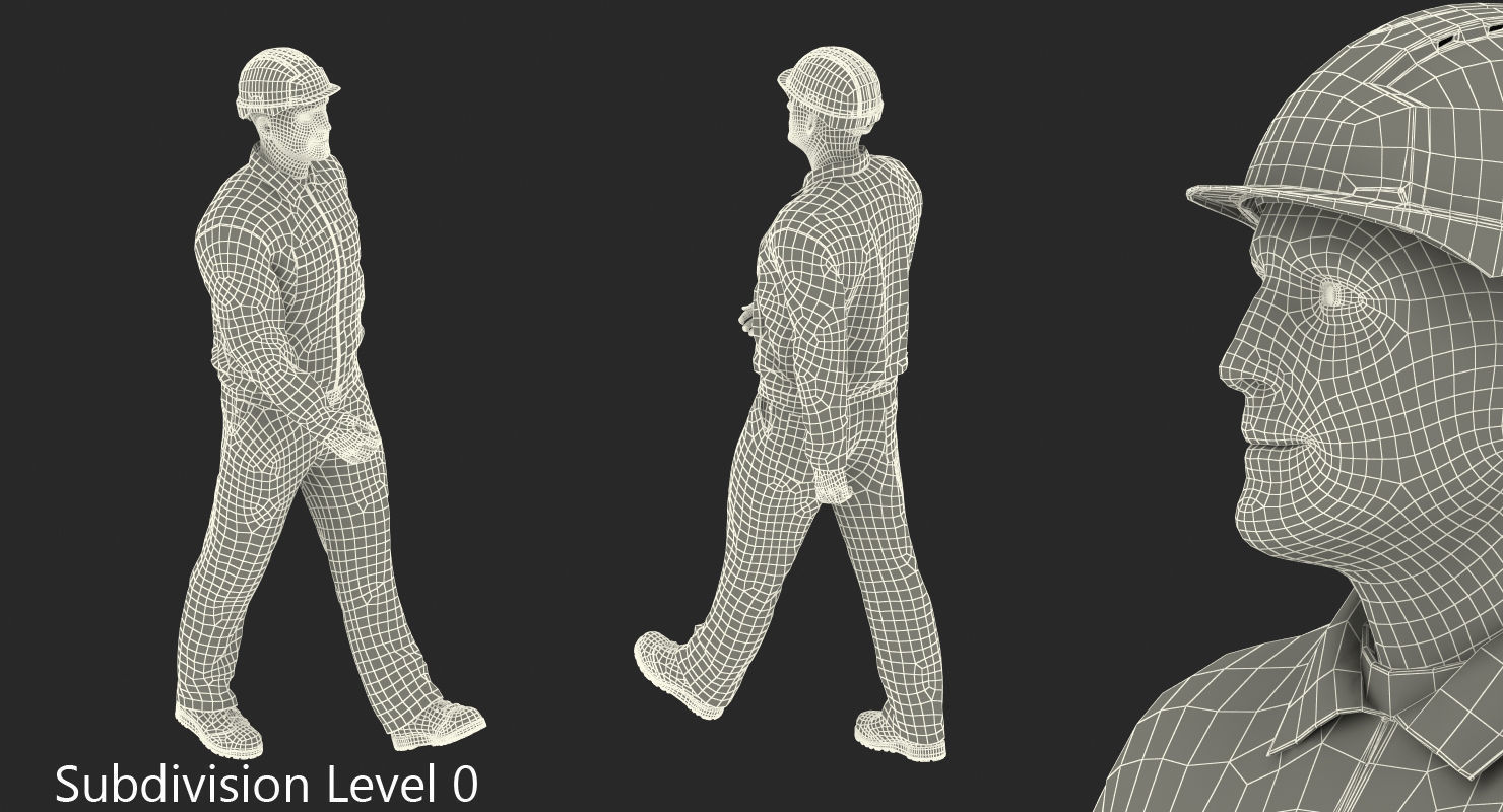 Worker With Hardhat Walking Pose 3D model_13