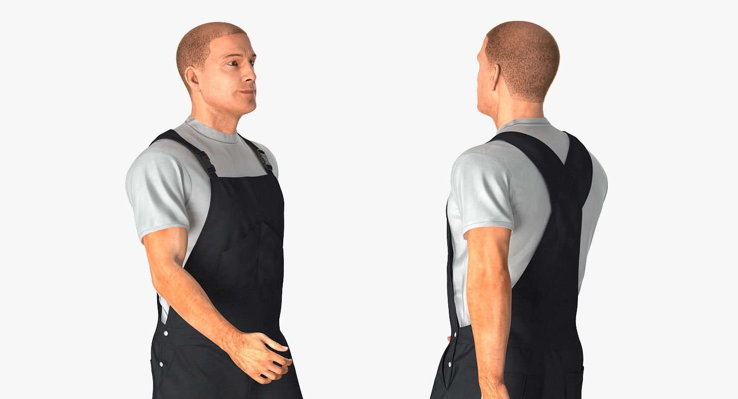 Worker With Hardhat Walking Pose 3D model_6