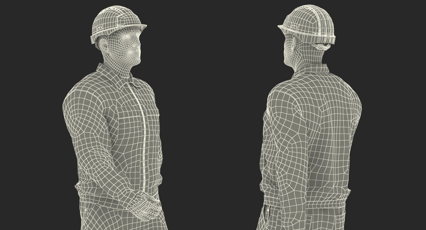 Worker With Hardhat Walking Pose 3D model_18