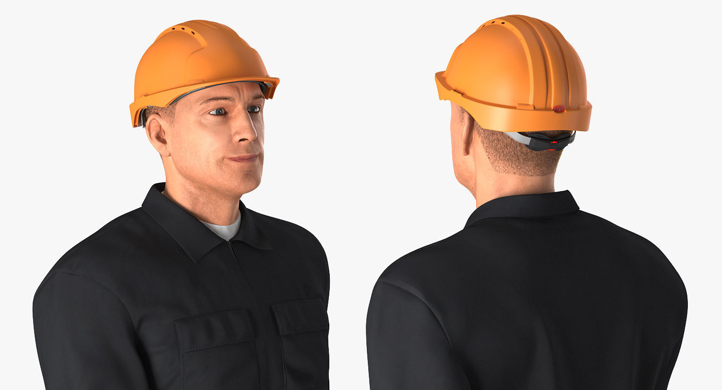 Worker With Hardhat Walking Pose 3D model_7