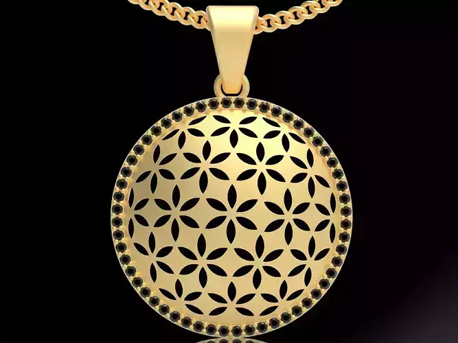 Flower ultra vision pendant Sculpture jewelry gold silver