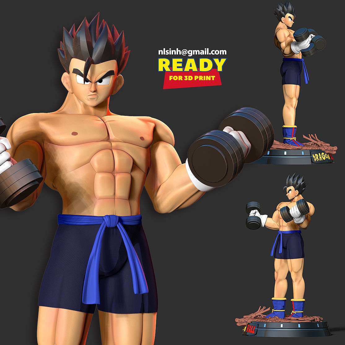 Gohan with gym 3D print model_3