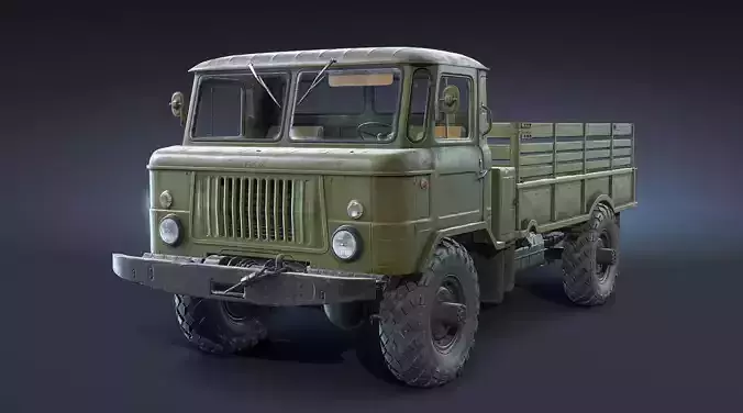 GAZ-66 Flatbed Low-poly 3D model
