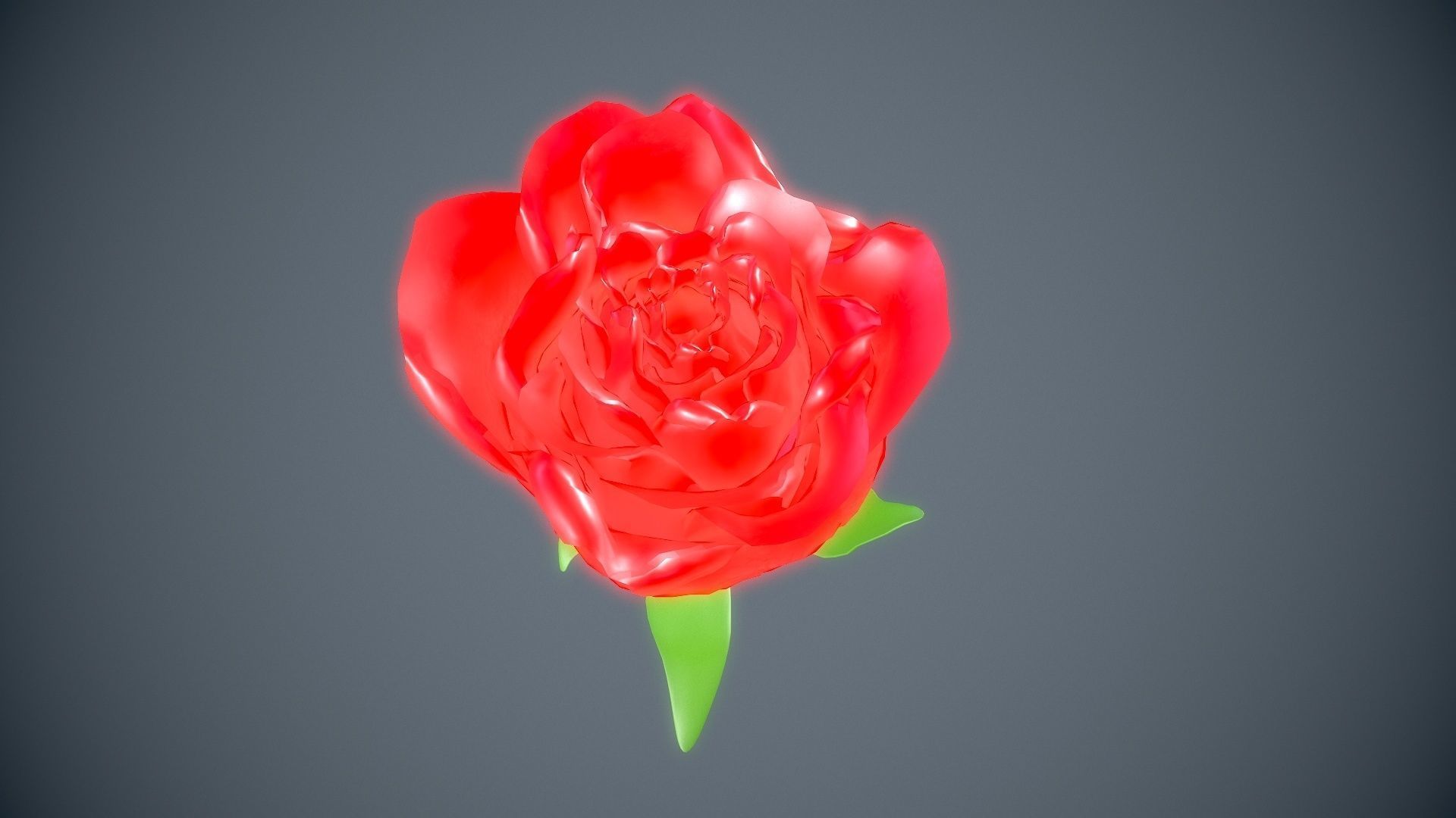 Red rose 3D model_3